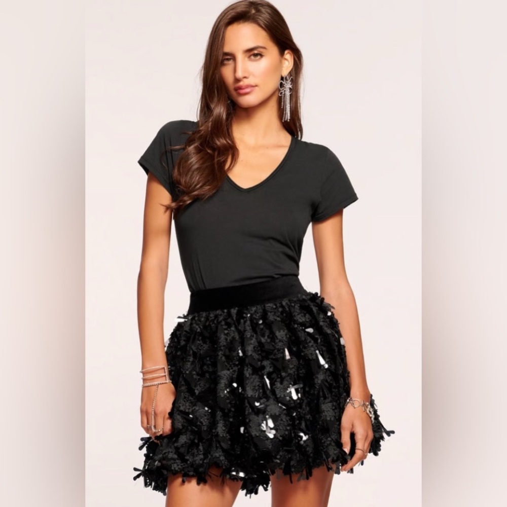 Ramy Brook black Payton sequin skirt Sz 4/S $395